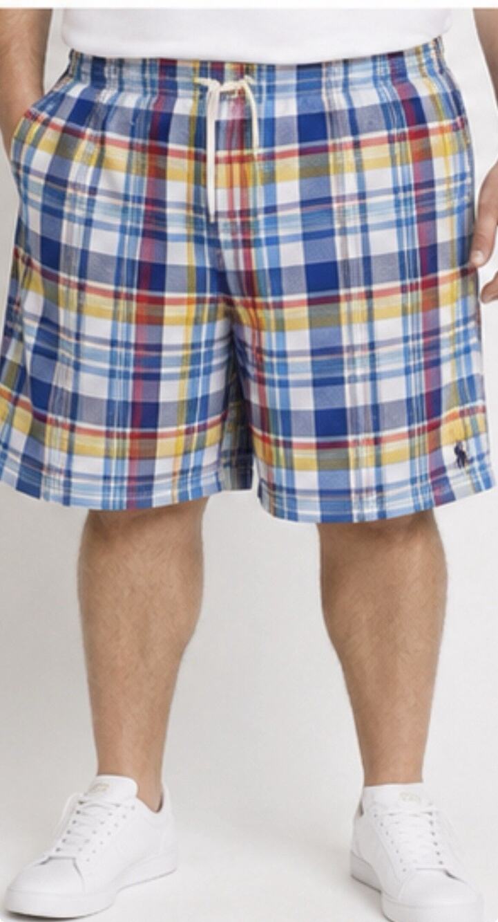 Polo Ralph Lauren Men’s 2XB Big Plaid Shorts Drawstring Multicolor Pony Logo